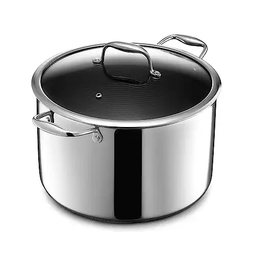 HexClad Hybrid Nonstick 10-Quart Stockpot with Tempered Glass Lid,